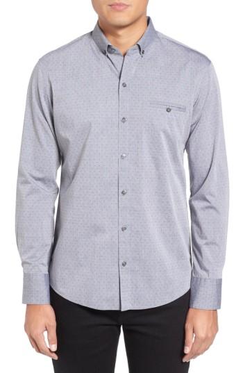 Men's Zachary Prell Yama Trim Fit Geometric Sport Shirt - Grey