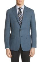 Men's Canali Kei Classic Fit Plaid Wool Sport Coat Us / 46 Eu S - Blue