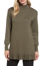 Women's Nordstrom Signature Ruffle Hem Cashmere Blend Tunic - Green