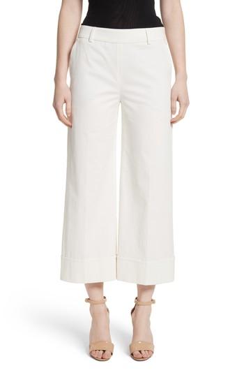 Women's Fuzzi Stretch Cotton Gabardine Crop Wide Leg Pants