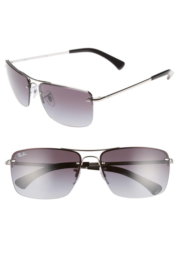 Women's Ray-ban 61mm Gradient Semi Rimless Navigator Sunglasses - Silver/ Dark Blue Gradient