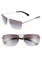 Women's Ray-ban 61mm Gradient Semi Rimless Navigator Sunglasses - Silver/ Dark Blue Gradient