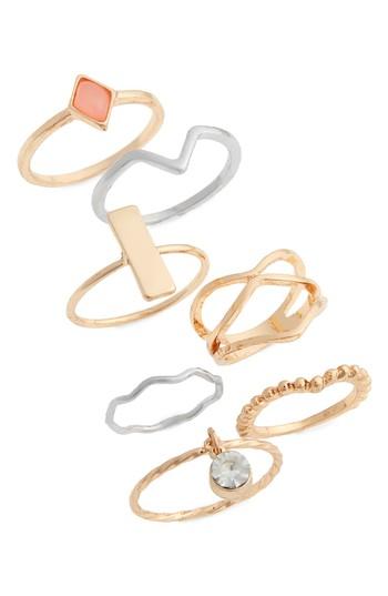 Women's Topshop Set Of 7 Moonstone Rings