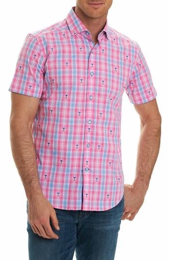 Men's Robert Graham Chancellor Martini Plaid Sport Shirt, Size - Pink