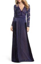Women's Tadashi Shoji Mixed Media A-line Gown - Blue