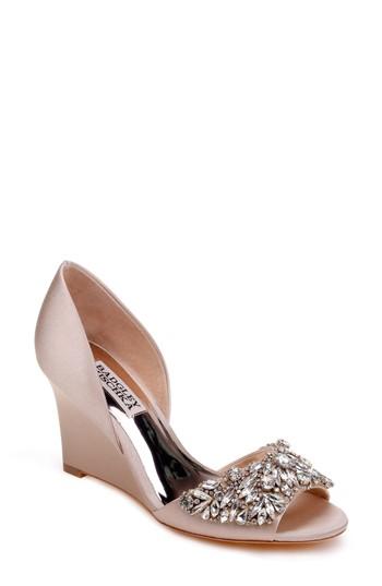 Women's Badgley Mischka Hardy Embellished Wedge M - Beige