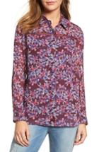Women's Kut From The Kloth Eve Print Semi-sheer Blouse - Burgundy