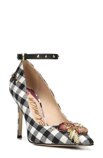 Women's Sam Edelman Hermione Embellished Pump .5 M - White