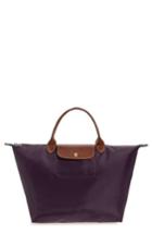 Longchamp 'medium Le Pliage' Nylon Top Handle Tote - Purple
