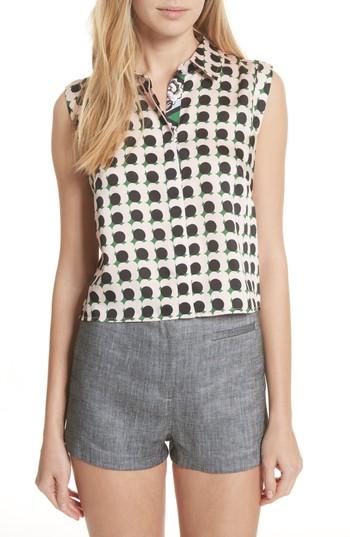 Women's Milly Stencil Floral Pleat Back Blouse - Pink