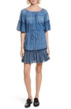 Women's La Vie Rebecca Taylor Ruffle Tissue Denim Dress - Blue