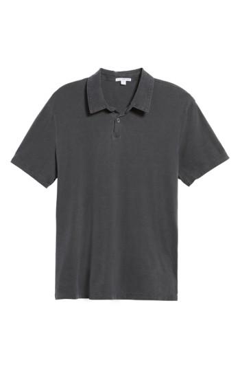 Men's James Perse Slim Fit Sueded Jersey Polo (s) - Grey