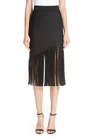 Women's Cushnie Et Ochs Marvella Fringe Hem Skirt - Black