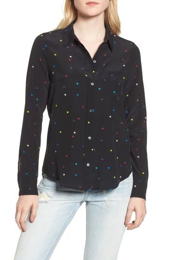 Women's Rails Kate Star Print Silk Blouse - Black
