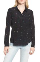 Women's Rails Kate Star Print Silk Blouse - Black