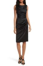 Women's Alice + Olivia Klara Drape Stretch Wool Sheath Dress - Black