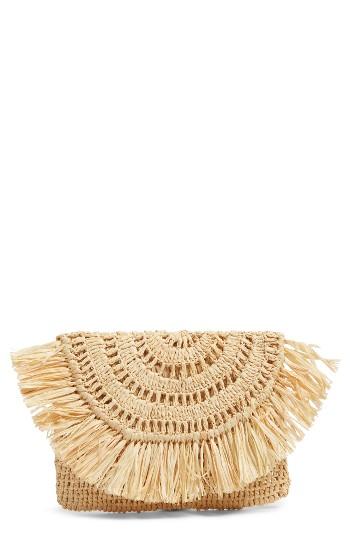 Mar Y Sol Mia Woven Raffia Clutch - Brown