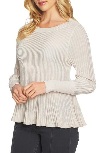 Women's 1.state Blouson Sleeve Metallic Swing Sweater - White