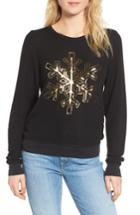 Women's Dream Scene Metallic Snowflake Sweatshirt, Size - Black