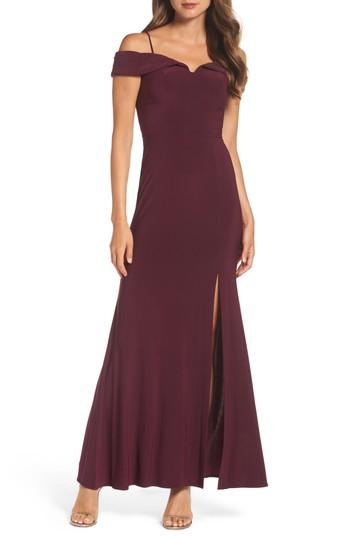 Women's Morgan & Co. Off The Shoulder Gown /6 - Burgundy