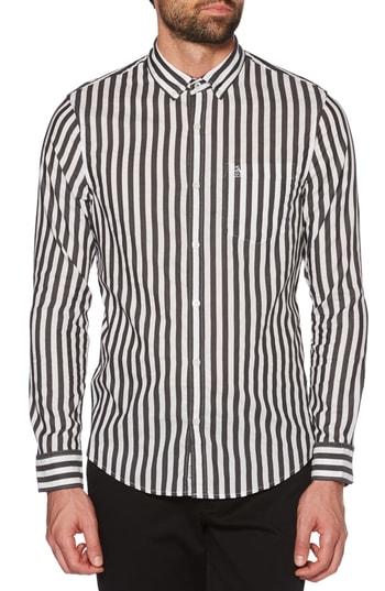 Men's Original Penguin Slim Fit Striped Sport Shirt - Black
