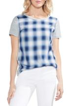 Women's Vince Camuto Mixed Media Plaid Tee - Blue