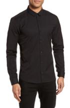 Men's Hugo Ero Slim Fit Solid Linen Sport Shirt - Black
