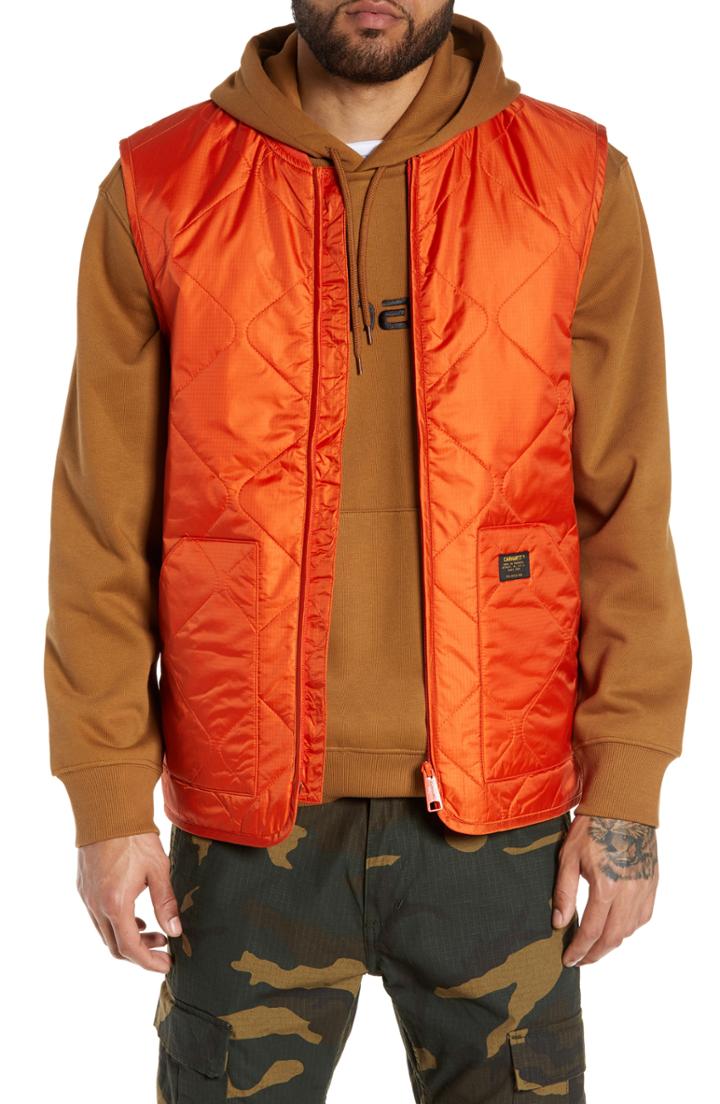 Men's Carhartt Work In Progress Newton Quilted Vest - Orange