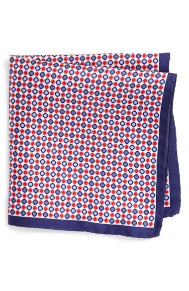 Men's Eton Medallion Silk Pocket Square, Size - Red