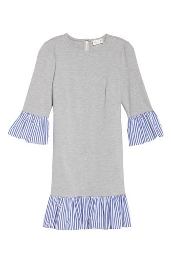 Petite Women's Eliza J Flounce Hem Sweatshirt Dress P - Grey