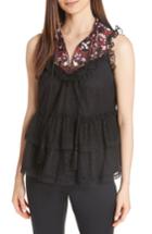 Women's Kate Spade New York Camelia Embroidered Top, Size - Black