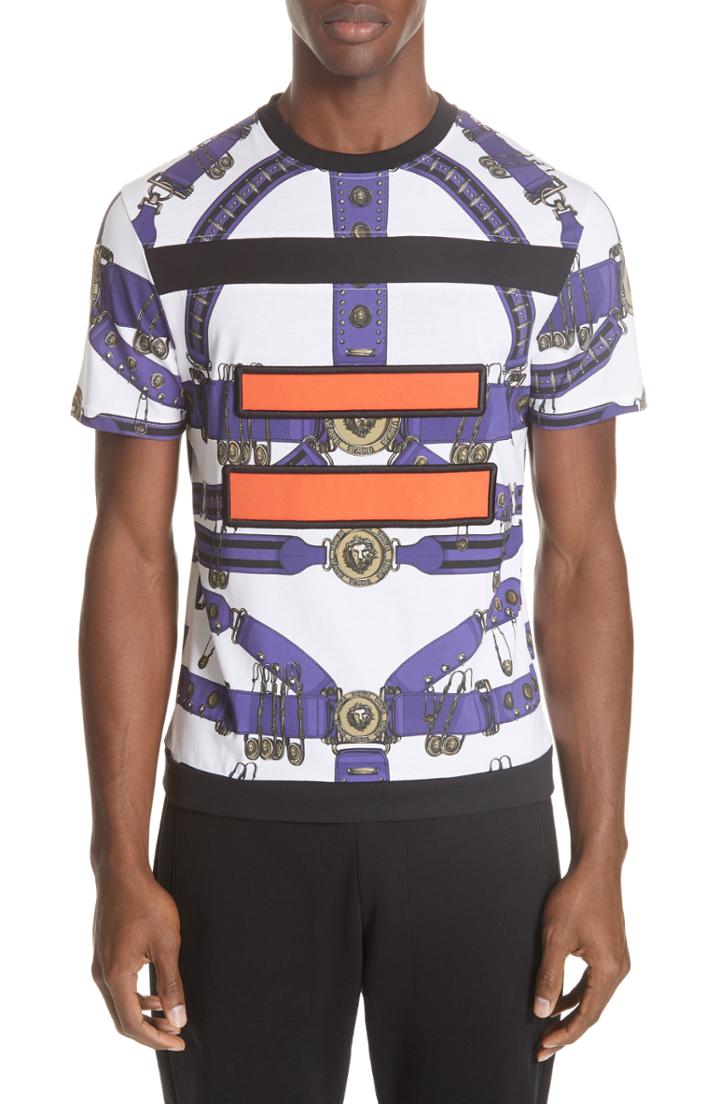 Men's Versus Versace Safety Pin Harness T-shirt - Purple