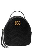 Gucci Gg Marmont 2.0 Matelasse Quilted Velvet Backpack - Black