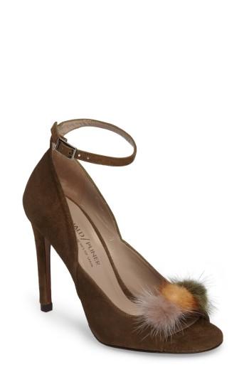 Women's Donald J Pliner Genuine Mink Fur Sandal M - Green