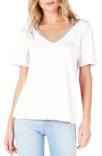 Women's Michael Stars Cutout V-neck Tee, Size - White