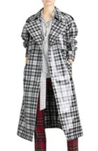 Women's Burberry Eastheath Plaid Coated Wool Trench Coat Us / 38 It - Black