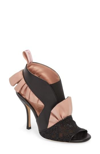 Women's Dahlia Selva Frills Peep Toe Bootie Us / 36eu - Black