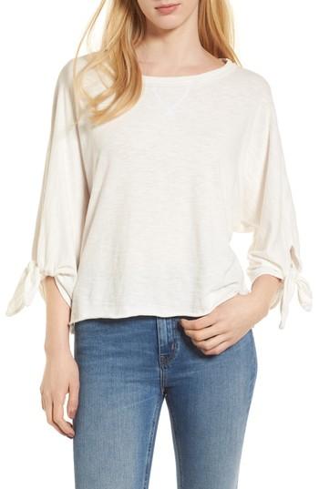 Women's Splendid Tie Sleeve Slub Cotton Tee - Ivory