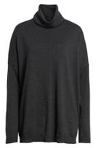 Petite Women's Eileen Fisher Merino Wool Boxy Turtleneck Sweater, Size P - Grey