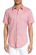 Men's Boss Robbie Slim Fit Linen & Cotton Shirt - Red
