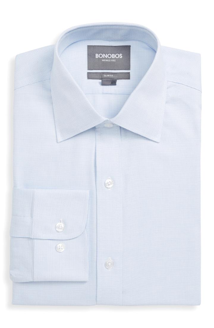 Men's Bonobos Daily Grind Slim Fit Solid Dress Shirt .5 - Blue