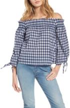 Women's Mcguire Pina Gingham Off The Shoulder Top - Blue