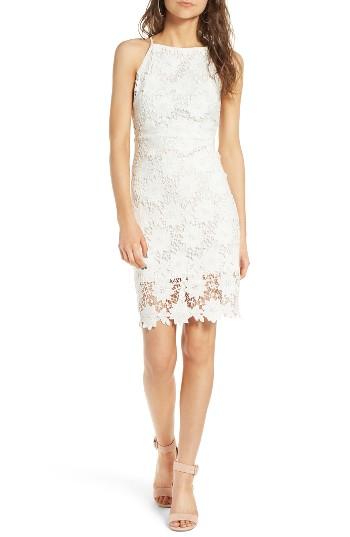 Women's Soprano High Neck Lace Body-con Dress - Ivory