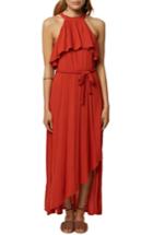 Women's O'neill Misty Ruffle Asymmetrical Maxi Dress - Red
