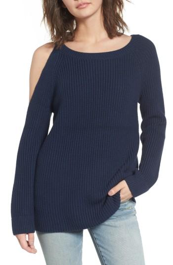 Women's Treasure & Bond Asymmetrical Cold Shoulder Sweater - Blue