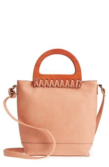 T-shirt & Jeans Wood Handle Stitched Tote - Coral