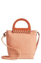 T-shirt & Jeans Wood Handle Stitched Tote - Coral