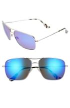 Women's Maui Jim Cook Pines 63mm Polarized Titanium Aviator Sunglasses - Silver/ Blue Hawaii