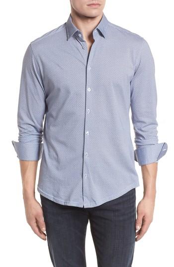 Men's Stone Rose Diamond Print Knit Sport Shirt - White