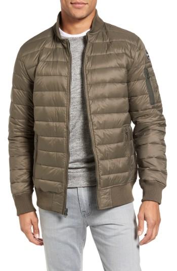 Men's Schott Nyc Reversible Down Bomber Jacket, Size - Green